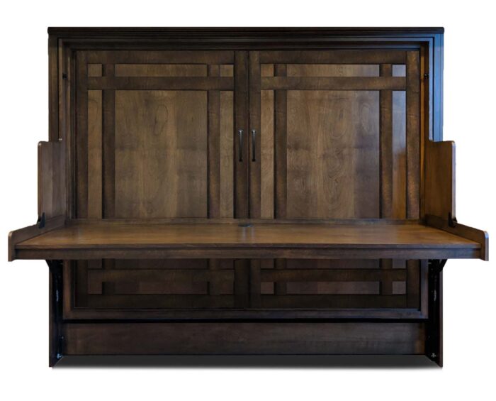 The Santa Fe Murphy Desk Bed. Shown in alder wood with mocha nut finish. Price as shown: $4,536.