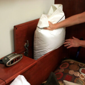 storage headboard with compartments